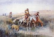 Charles M Russell Indian Women Moving Camp Sweden oil painting artist